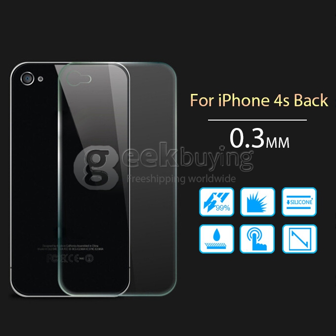 [Wholesale]DHL Delivery 100pcs Toughened Glass 0.33mm Screen Protector Film Cover Arc Edge Back Paste for iPhone 4/4s with Retail Package