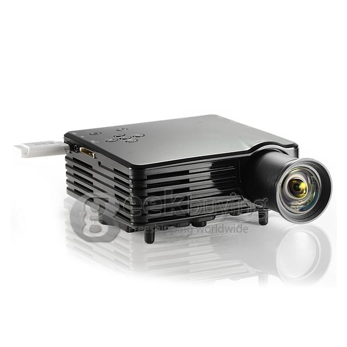 GP7S Multimedia 32W 400Lm 1080P LCD Image System LED Projector HDMI VGA SD Card Slot - Black