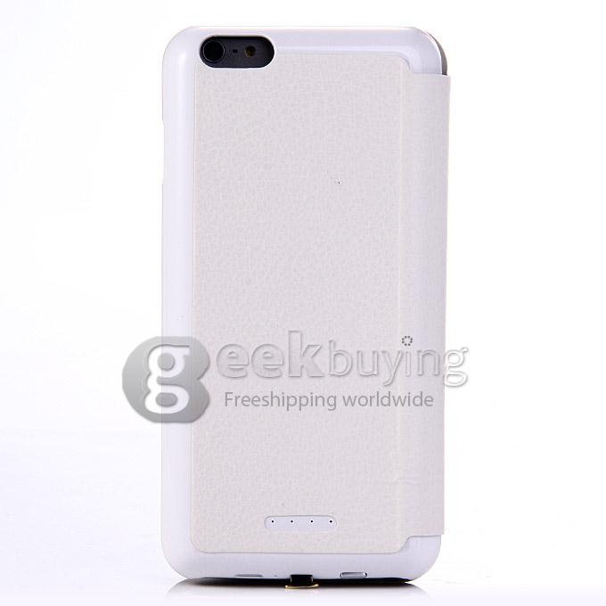 4200mAh Solar Charger External Backup Battery Case Power Bank for iPhone 6 Plus - White