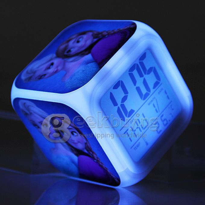 F001 Glowing LED Night Color Change Digital Alarm Clock with Tempreture for Girls Kids
