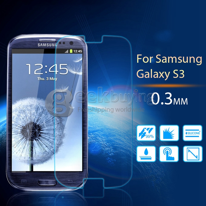 [Wholesale]DHL Delivery 100pcs Toughened Glass 0.33mm Screen Protector Film Cover Arc Edge for SAMSUNG Galaxy S3