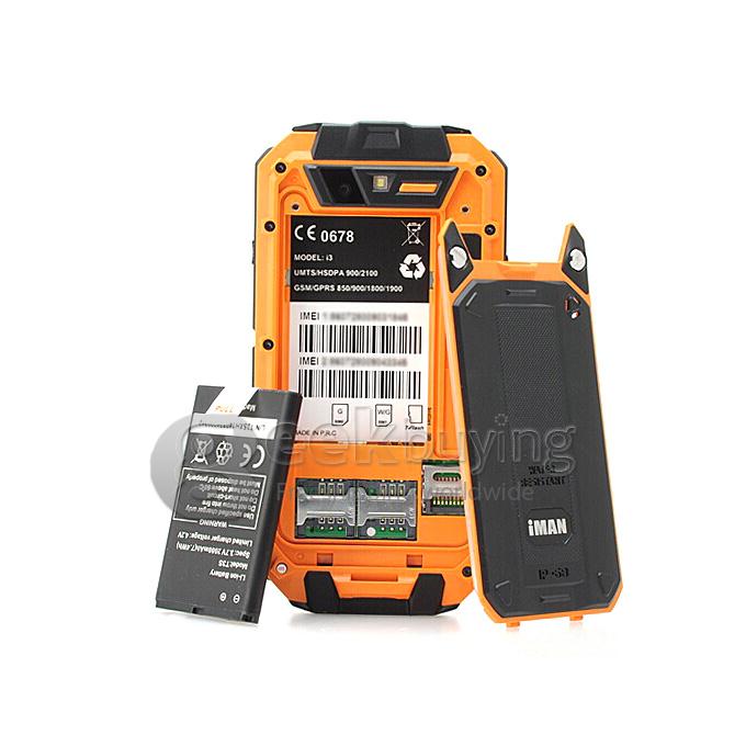 iMAN i3 IP68 Waterproof Rugged Phone MTK6589T Quad Core 1.5GHz 4.3inch Android 4.2 1GB+16GB Walkietalkie 13.0MP - Orange