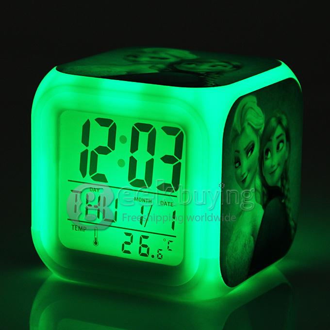 F001 Glowing LED Night Color Change Digital Alarm Clock with Tempreture for Girls Kids