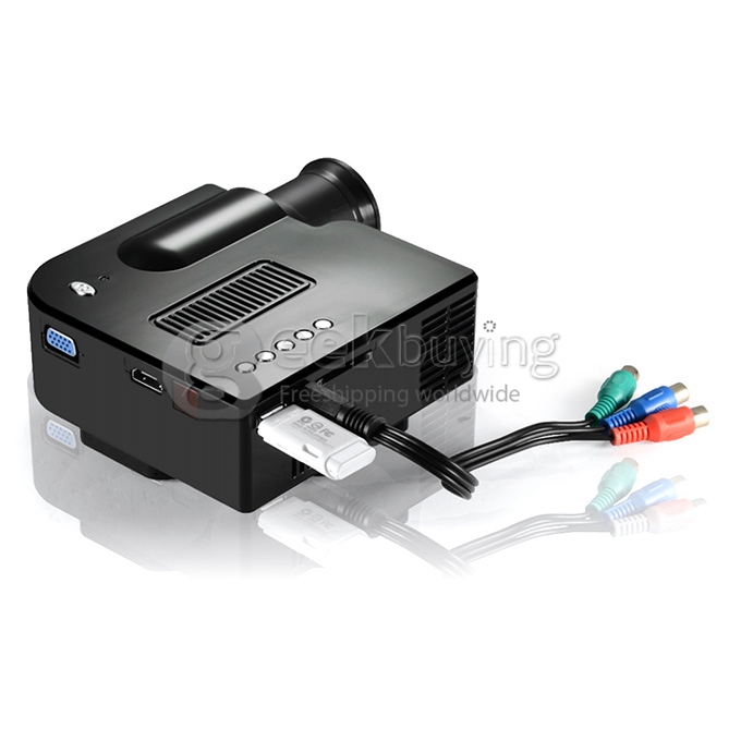 GM40 Multimedia 24W 400Lm 1080P LCD Image System LED Projector HDMI VGA SD Card Slot (EU Plug) - Black