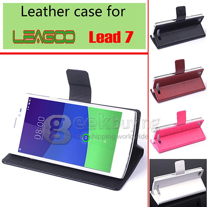 Protective Hard Cover Flip Stand Leather Case for Leagoo Lead 7 -Brown