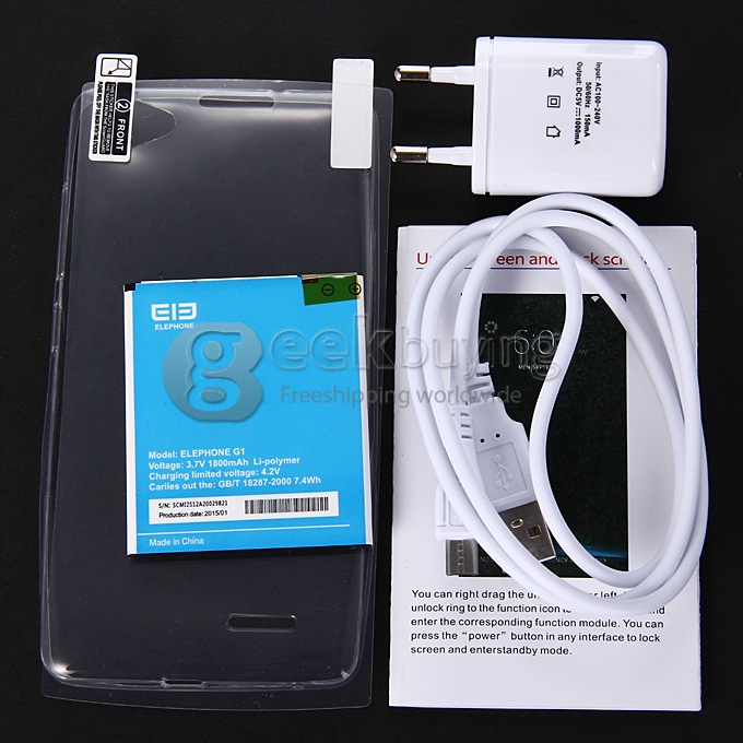 Elephone G1 4.5 inch Android Phone FWVGA IPS MTK6582M Quad Core Android 4.4 Smartphone 4GB ROM 5MP GPS WIFI - White