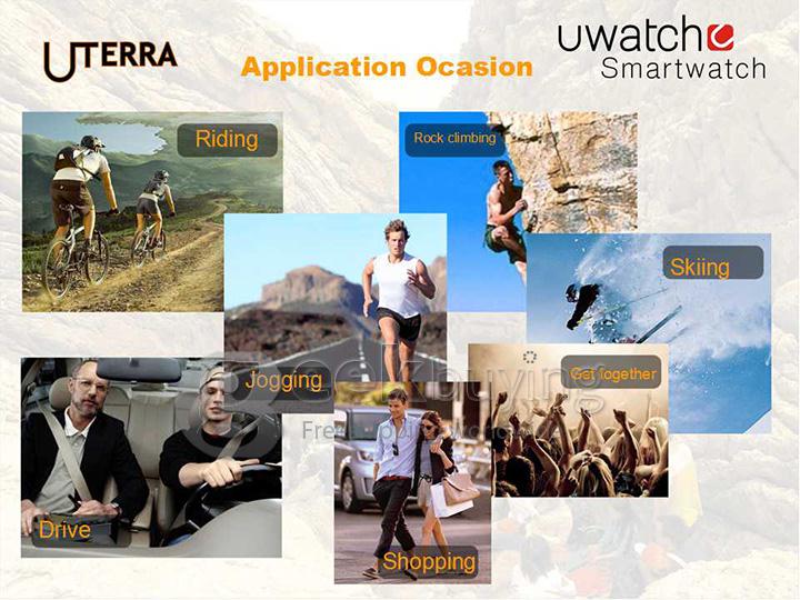 U Watch U Terra IP68 Waterproof Dustproof Shockproof Bluetooth Smart Wrist Watch Pedometer Compass for iOS iPhone Android - Black