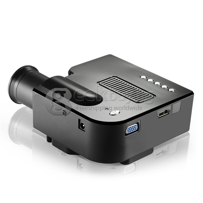 GM40 Multimedia 24W 400Lm 1080P LCD Image System LED Projector HDMI VGA SD Card Slot (EU Plug) - Black