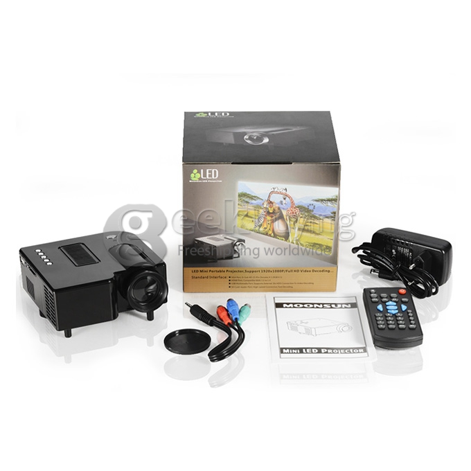 GM40 Multimedia 24W 400Lm 1080P LCD Image System LED Projector HDMI VGA SD Card Slot (EU Plug) - Black