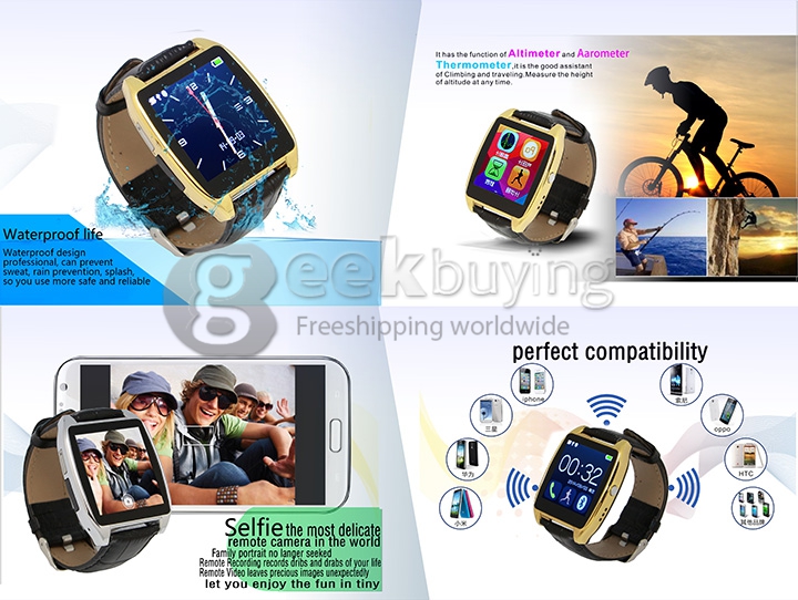 RWATCH R7 Luxury Anti-lost Bluetooth Smart Wrist Watch with Pedometer Sleep Test Altimeter Barometer Thermometer Gun