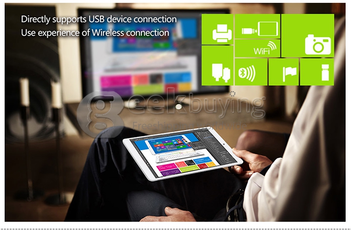 Teclast X80H Dual OS Android 4.4+Win 8.1 Tablet PC 2GB/32GB Intel Z3735F Quad Core 1.83GHz 8 Inch IPS 1280x800 HDMI WiFi Bluetooth - White + Gray