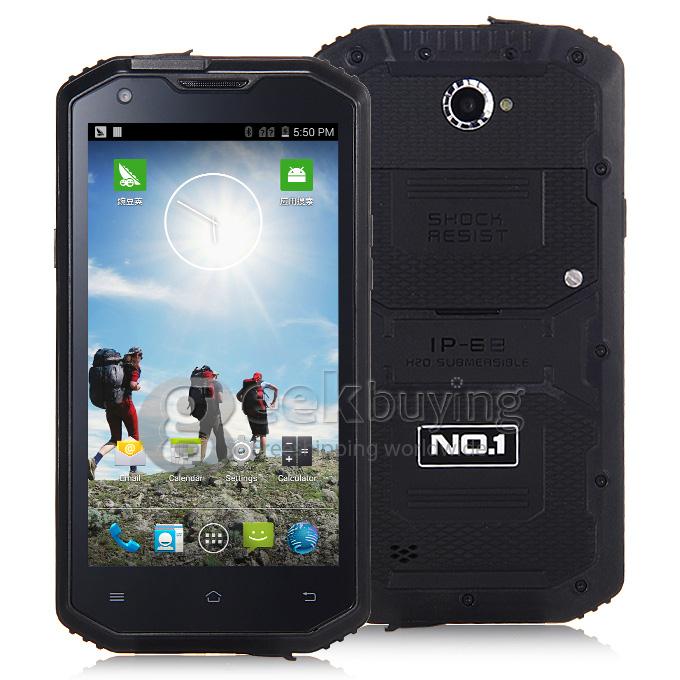 NO.1 X-men X2 4G LTE IP68 5.5inch Rugged Phone Waterproof Android 4.4 1GB 8GB Qualcomm MSM8916 Quad Core 8.0MP - Black