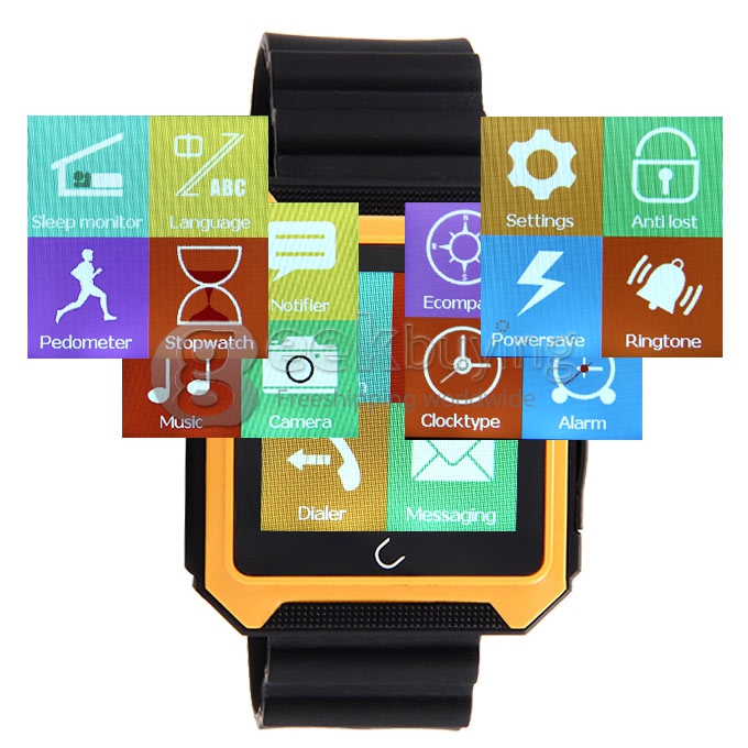 U Watch U Terra IP68 Waterproof Dustproof Shockproof Bluetooth Smart Wrist Watch Pedometer Compass for iOS iPhone Android - Gold