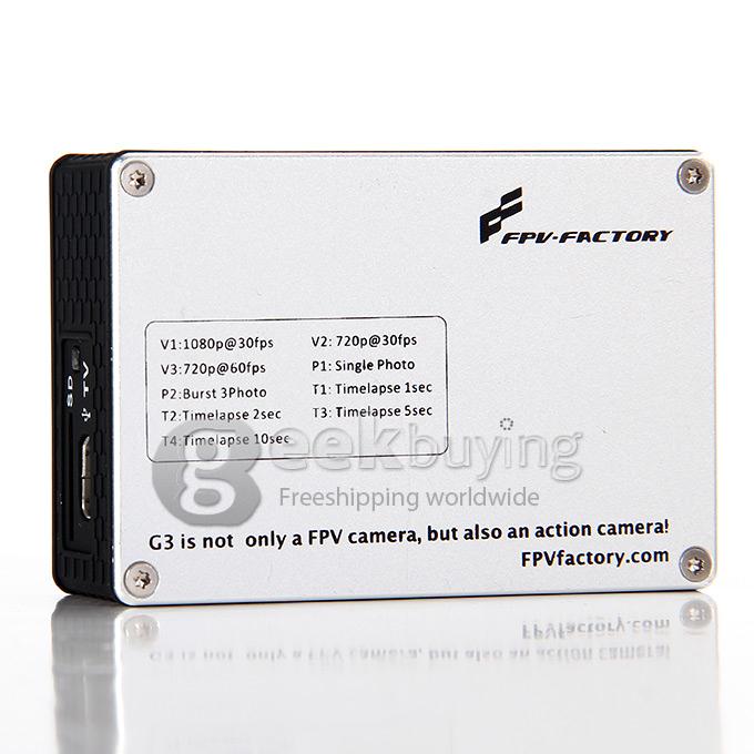 FPV factory G3 HD Arieal Camera LCD Display Action Sport Camera - Silver