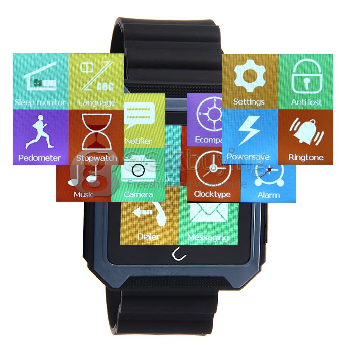 U Watch U Terra IP68 Waterproof Dustproof Shockproof Bluetooth Smart Wrist Watch Pedometer Compass for iOS iPhone Android - Blue