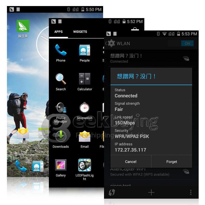 NO.1 X-men X2 4G LTE IP68 5.5inch Rugged Phone Waterproof Android 4.4 1GB 8GB Qualcomm MSM8916 Quad Core 8.0MP - Black