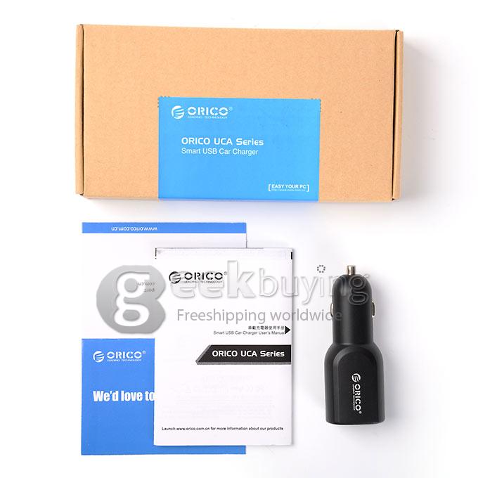 ORICO UCA-2U 20W 2 Port Smart USB Car Charger for iPhone iPad Android Phones Tab - Black