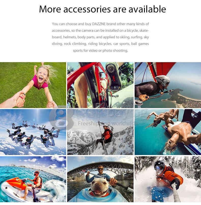 Dazzne P2 Novatek 96650 2inch LCD Screen 12.0MP 1080P Waterproof Action Sport Camera - Black