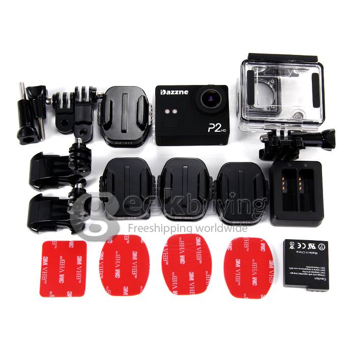 Dazzne P2 Novatek 96650 2inch LCD Screen 12.0MP 1080P Waterproof Action Sport Camera - Black