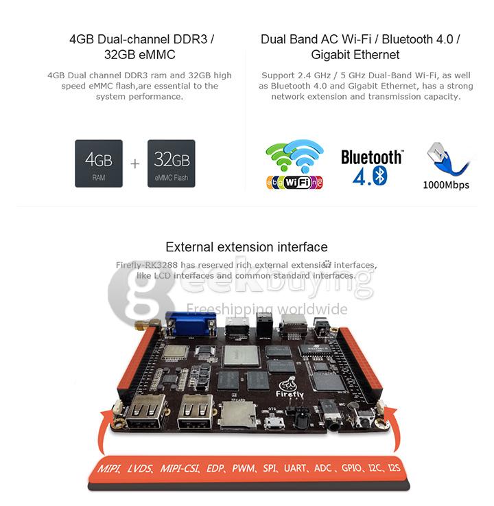 Firefly RK3288 Cortex-A17 Processor Development Board 4G/32G