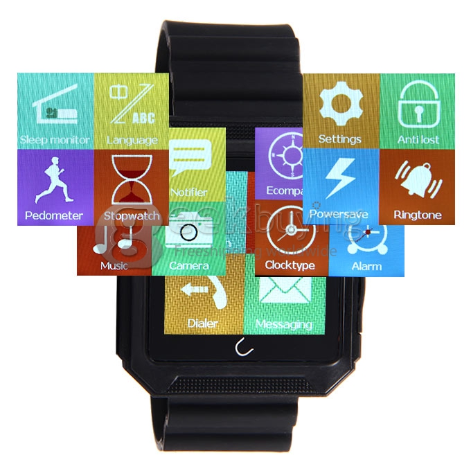 U Watch U Terra IP68 Waterproof Dustproof Shockproof Bluetooth Smart Wrist Watch Pedometer Compass for iOS iPhone Android - Black