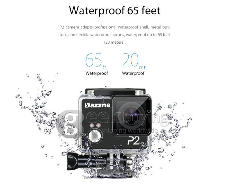 Dazzne P2 Novatek 96650 2inch LCD Screen 12.0MP 1080P Waterproof Action Sport Camera - Black