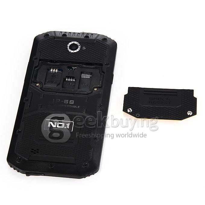 NO.1 X-men X2 4G LTE IP68 5.5inch Rugged Phone Waterproof Android 4.4 1GB 8GB Qualcomm MSM8916 Quad Core 8.0MP - Black