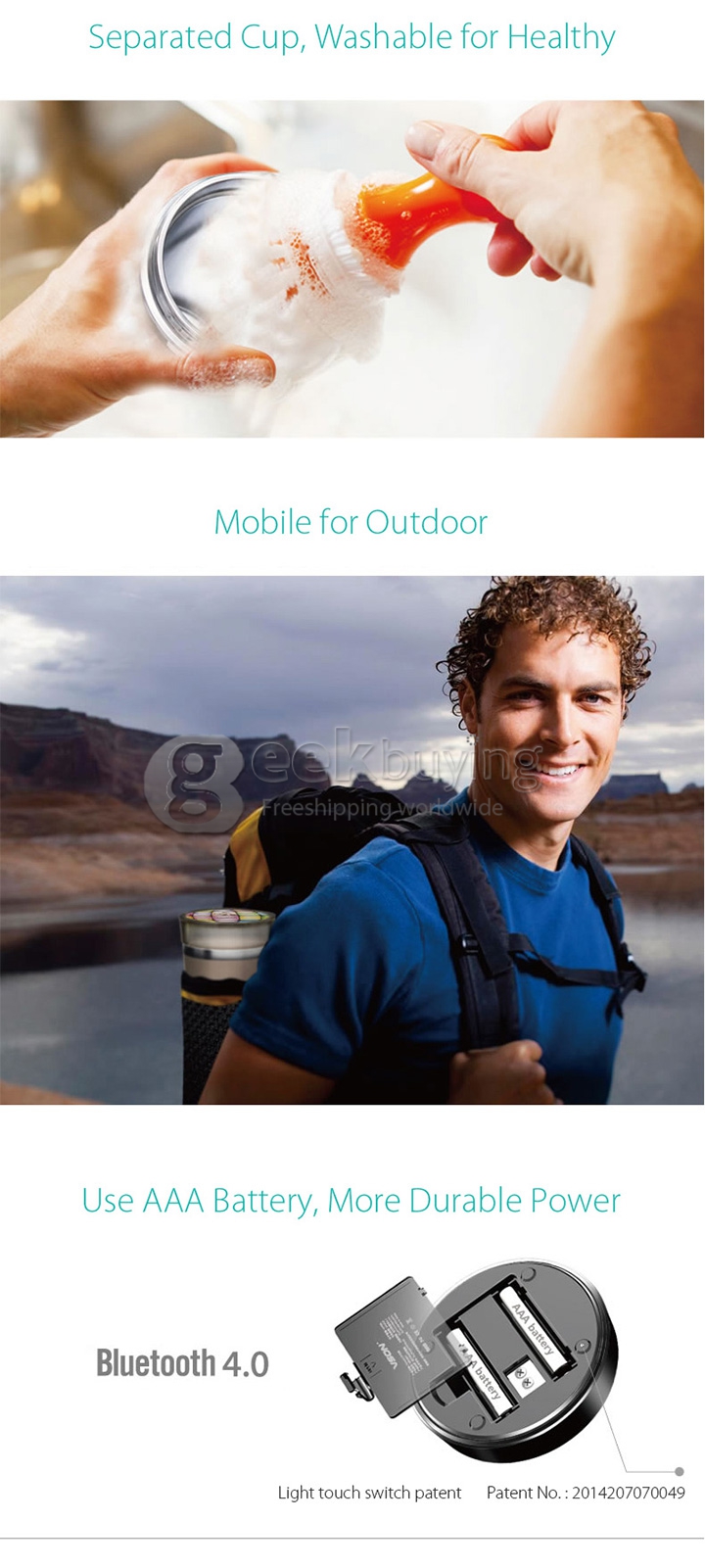 Cloudcup Multifunction Bluetooth 4.0 Smart Cup Vacuum Bottle Health Remind Drinking for iOS Android Smartphone - Black