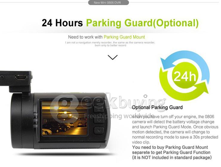 Mini 0806 1296P Ambarella A7LA50 Support 256G Car DVR Camera Video Recorder G-sensor Night Vision - Black