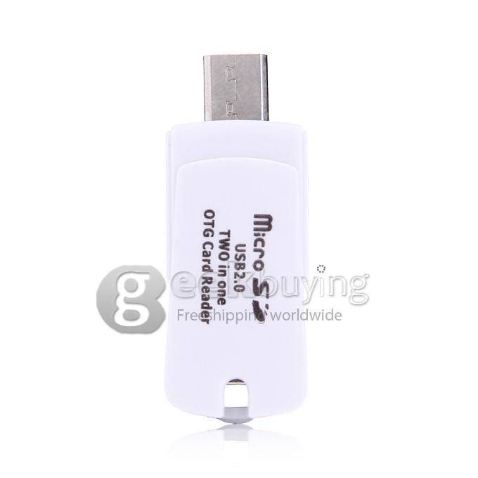 USB2.0 Micro USB OTG TF card Reader - White