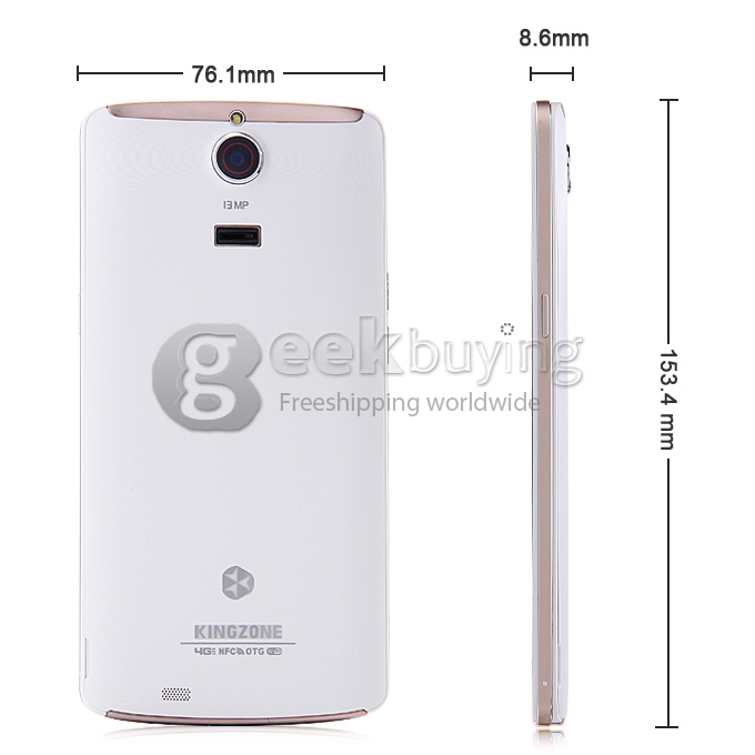 [HK Stock]Kingzone Z1 5.5inch 64Bit 4G LTE MTK6752 Octa Core 1.7 GHz Android 4.4 Smartphone 2GB 16GB HD JDI Screen NFC OTG - White