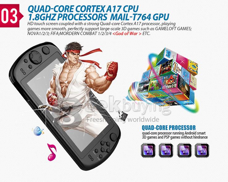 GPD Q9 7 Inch Android 4.4 Gamepad RK3288 Quad Core 1.8GHz 2GB/16GB Handheld Game Console IPS 1024*600 Game Tablet PC WiFi HDMI - Black