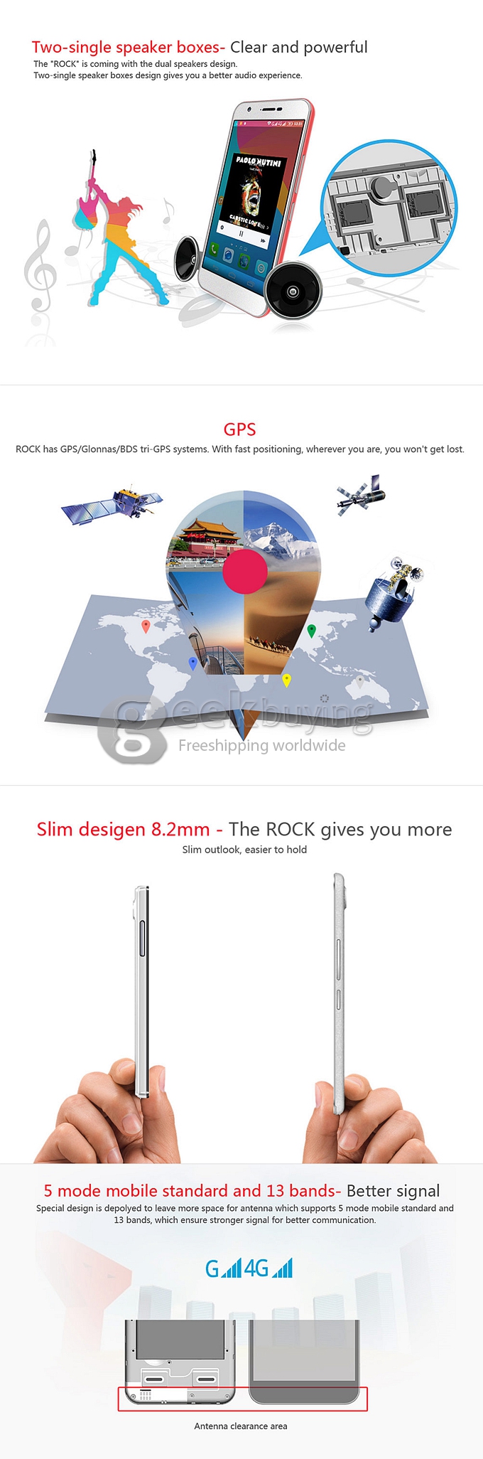 iOcean Rock M6752 5.5inch Android 4.4 Phone FHD MTK6752 Octa Core 1.7 GHz 14.0MP OTG Hotknot 4G LTE 3GB 16GB Smartphone-White