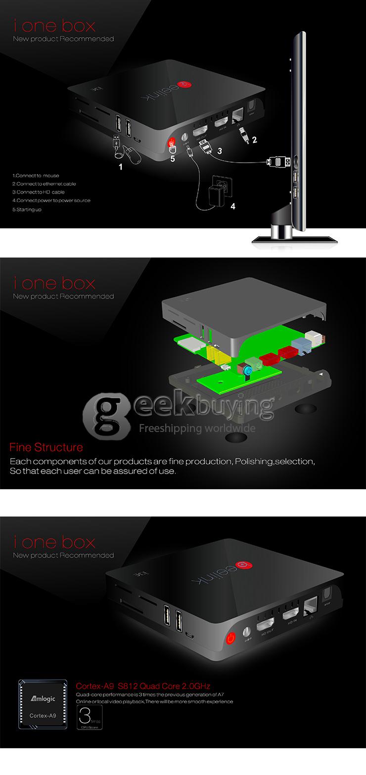 Beelink i one i826 Android Mini PC Quad Core Amlogic S812 2G RAM 16G ROM HDMI IN 2.4G/5G MIMO WIFI Bluetooth Miracast - Black