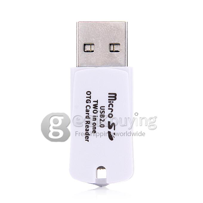 USB2.0 Micro USB OTG TF card Reader - White
