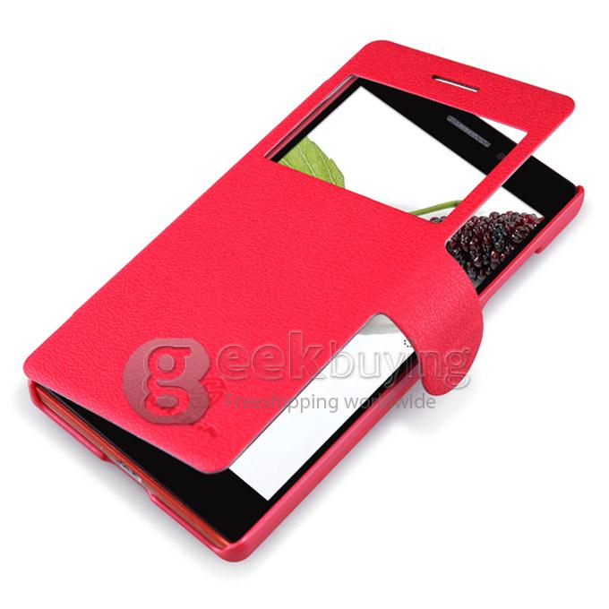 [HK Stock]Nillkin Fresh Series PolyCarbonate Flip Stand Leather Case for Lenovo VIBE X2 - Red