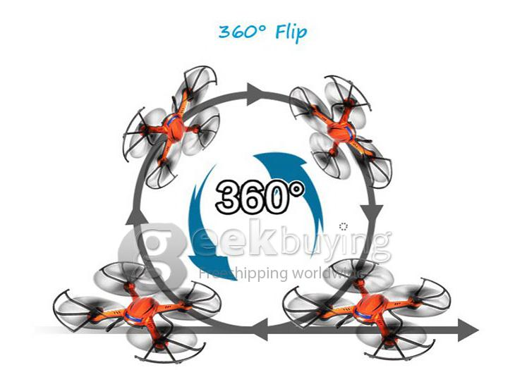 New Version Upgraded JJRC H12C 2.4G 4CH 6Aixs Altitude hold mode With 5MP HD Camera RC Quadcopter RTF - Golden