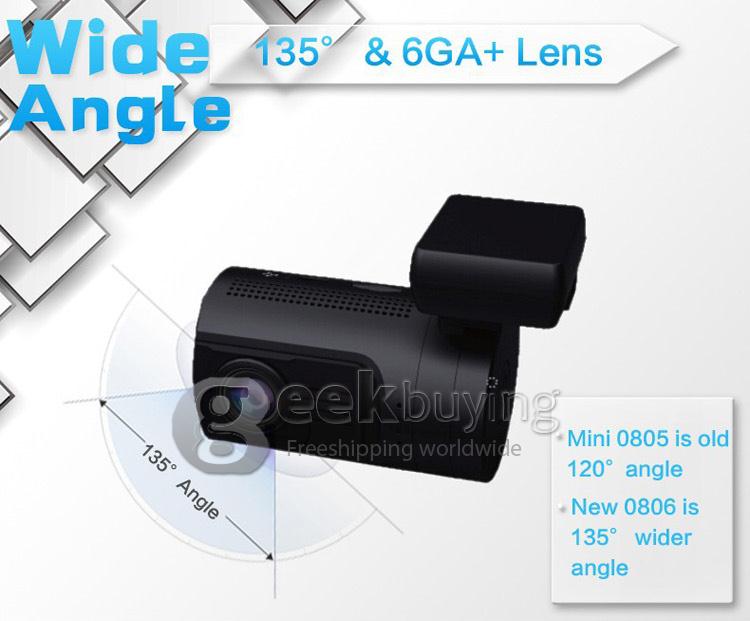 Mini 0806 1296P Ambarella A7LA50 Support 256G Car DVR Camera Video Recorder G-sensor Night Vision - Black