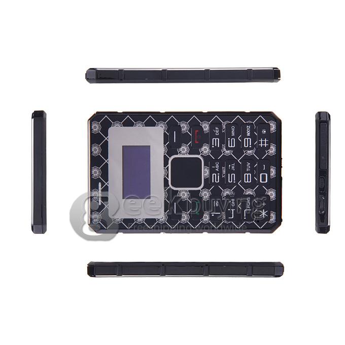 AEKU K8 4GB Memory Ultra Thin Slim 1.0 inch MTK Single Core Mini Pocket Card Cell Phones Bluetooth - Black