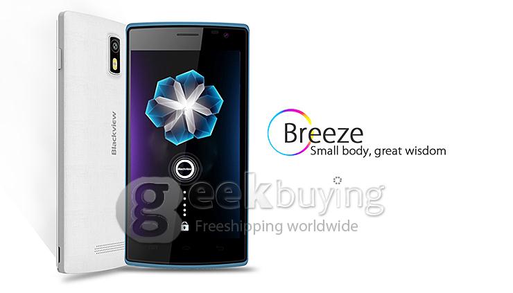 Blackview Breeze 4.5inch IPS MTK6582M Quad Core 1.3GHz Smartphone Android 4.4 OS 1GB RAM 8GB ROM 8.0MP Smart Wake- Black