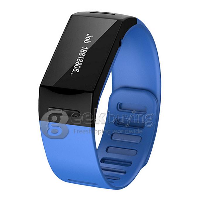 L28D Bluetooth 3.0 Handsfree Smart Bracelet Wrist Watch Band Phonebook Sync SMS Remind Pedometer for Android iOS - Blue