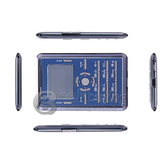 AEKU C5 Ultra Thin Slim 1.0 inch MTK Single Core Mini Pocket Card Cell Phones Bluetooth Built-in Battery - Blue