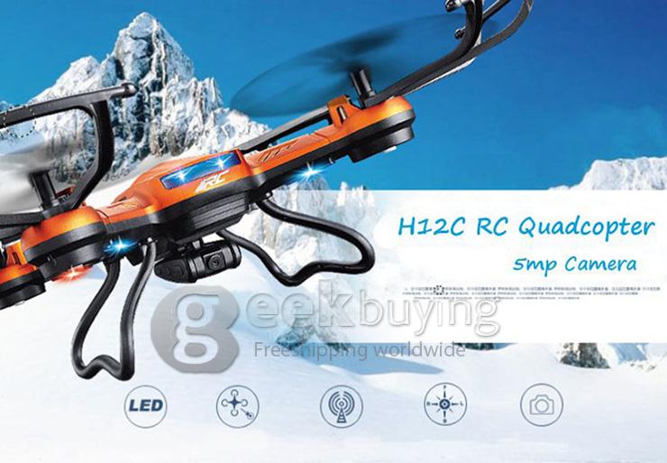 JJRC H12C Headless Mode 2.4GHz 4CH RC Quadcopter 6 Axis Gyroscope 360 Degree Stumbling RTF UFO without Camera - Golden