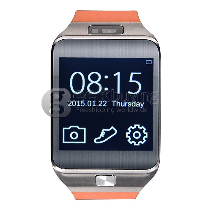 NO.1 G2 Bluetooth 4.0 1.54' Touch Screen Sapphire Glass Smart Watch MTK2502A 128MB/32MB 2.0MP for iOS Android -Orange Rubber Band