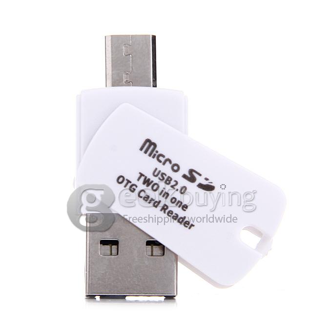 USB2.0 Micro USB OTG TF card Reader - White