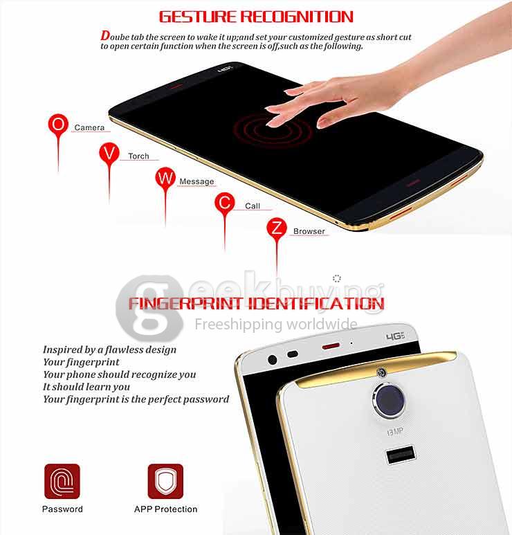 [HK Stock]Kingzone Z1 5.5inch 64Bit 4G LTE MTK6752 Octa Core 1.7 GHz Android 4.4 Smartphone 2GB 16GB HD JDI Screen NFC OTG - White