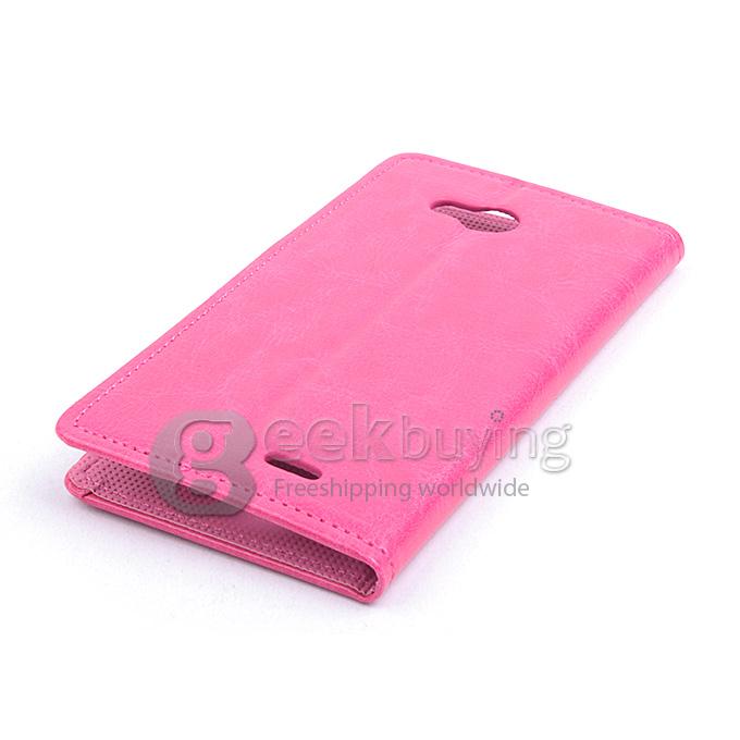 Protective Hard Cover Flip Stand Leather Case for Elephone G2 -Rose