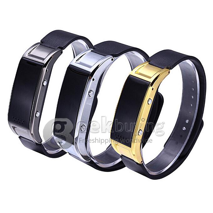 D8S Waterproof Smart Bracelet 0.49 OLED Watch Bluetooth 3.0 Genuine Leather Watch Anti-lost Band Strap Pedometer - Silver