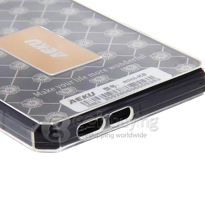 AEKU K8 4GB Memory Ultra Thin Slim 1.0 inch MTK Single Core Mini Pocket Card Cell Phones Bluetooth - Black