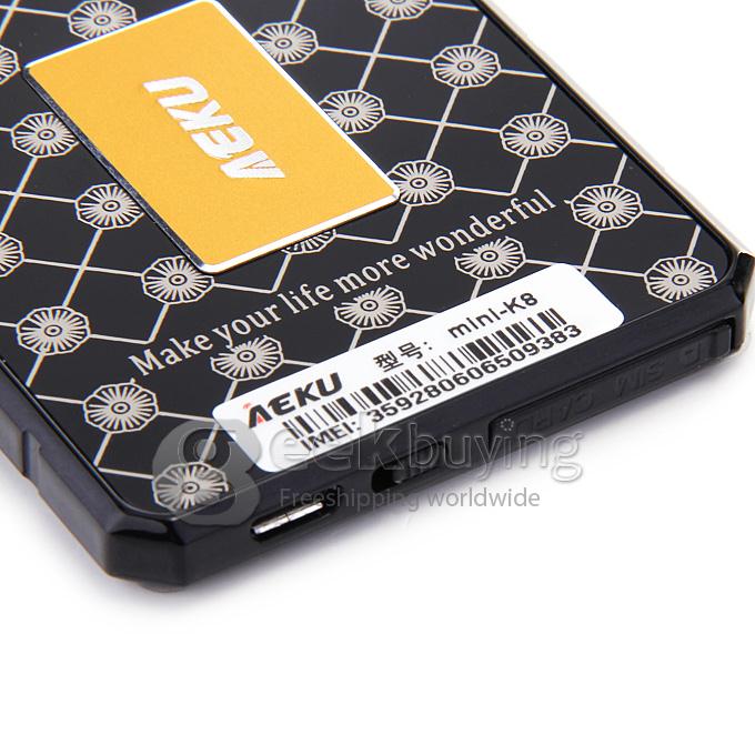 AEKU K8 4GB Memory Ultra Thin Slim 1.0 inch MTK Single Core Mini Pocket Card Cell Phones Bluetooth - Black